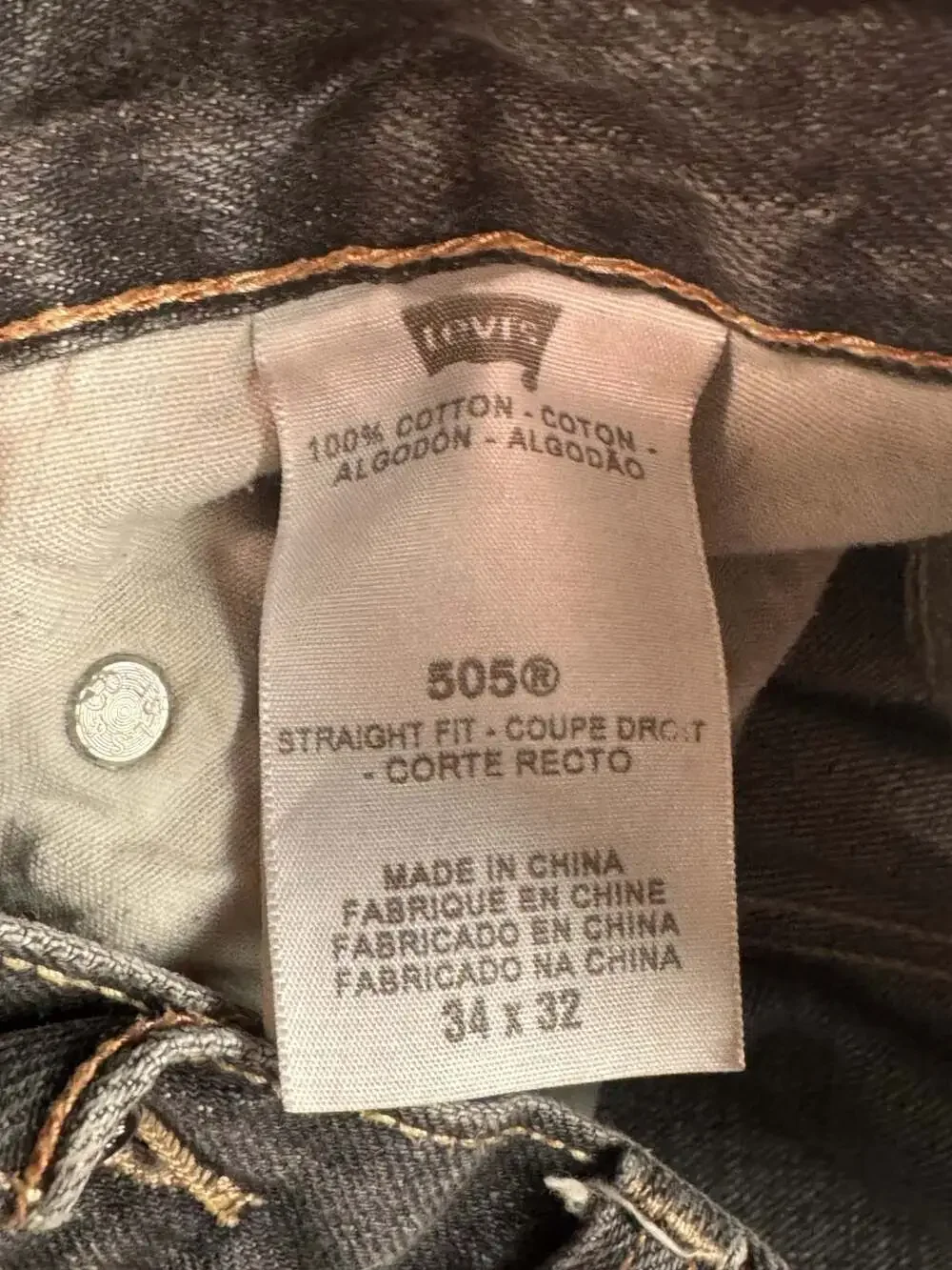 Levi's 505 Straight Fit Black Denim Jeans 34x32